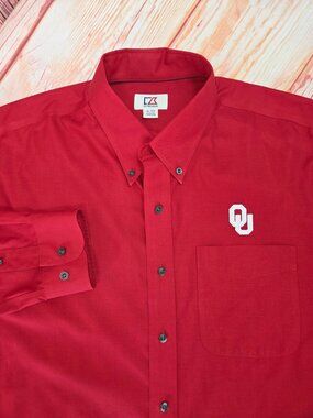 Cutter & Buck Mens Oklahoma Sooners Red Long Sleeve Shirt XL